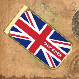 United Kingdom money clip, patriotic, British Flag Gold Finish Money Clip