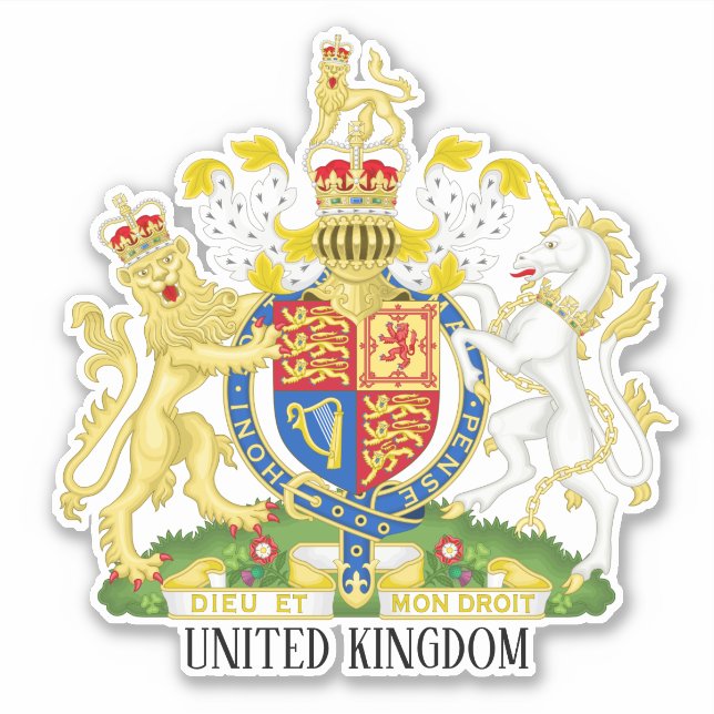 United Kingdom National Coat Of Arms Patriotic Sticker (Front)