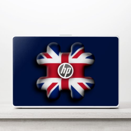 United Kingdom National Flag Colors Hashtag 3D Art HP Laptop Skin