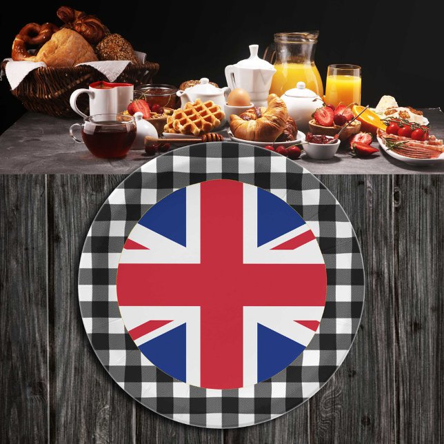 United Kingdom Plate, buffalo plaid & British Flag Paper Plates (Creator Uploaded)