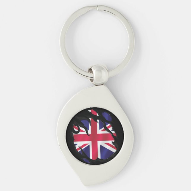 United Kingdom Ripped Flag Keychain (Front)