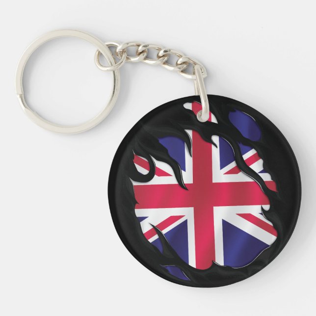 United Kingdom Ripped Flag Keychain (Front)