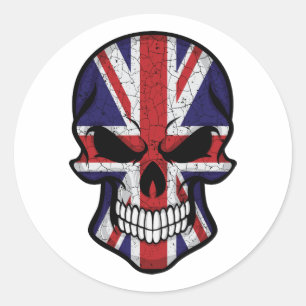 United Kingdom Smiling Skull Flag  Classic Round Sticker