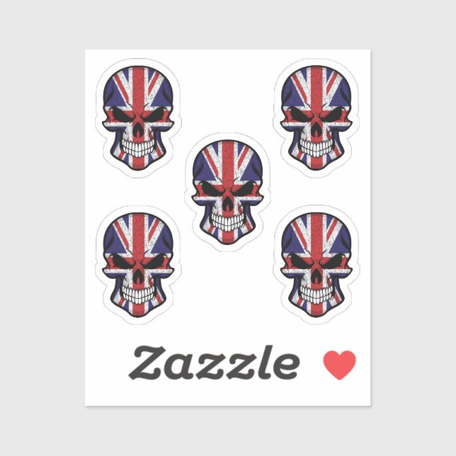 United Kingdom Smiling Skull Flag  Sticker (Sheet)