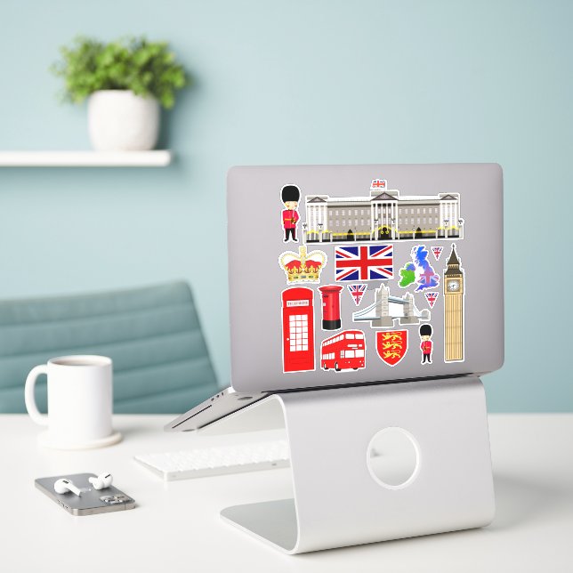 United Kingdom Souvenir Contour Sticker (Laptop On Desk)