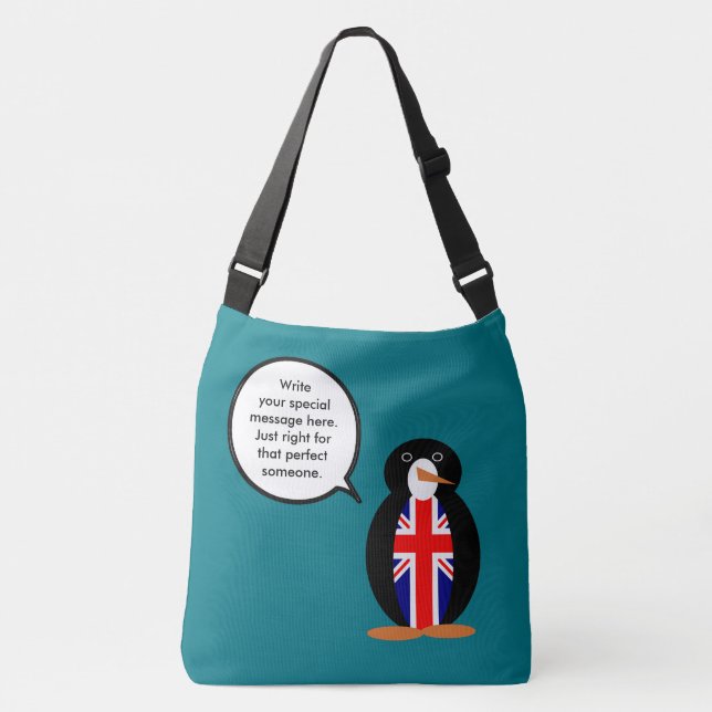 United Kingdom Talking Ms. Penguin Crossbody Bag (Front)