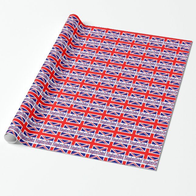 United Kingdom UK Flag Gift Wrapping Paper (Unrolled)