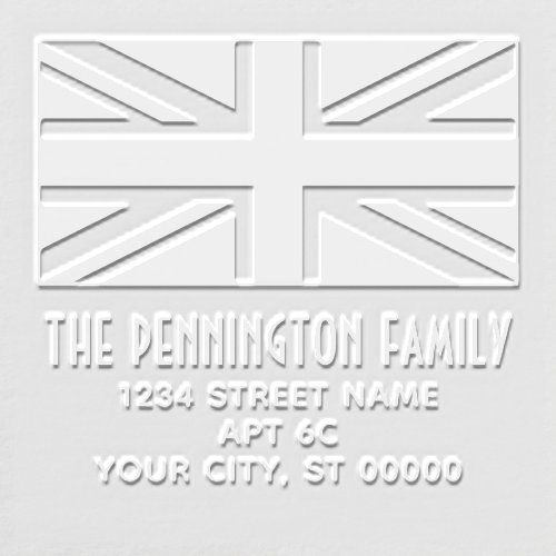 United Kingdom UK Flag Union Jack Name Address Embosser