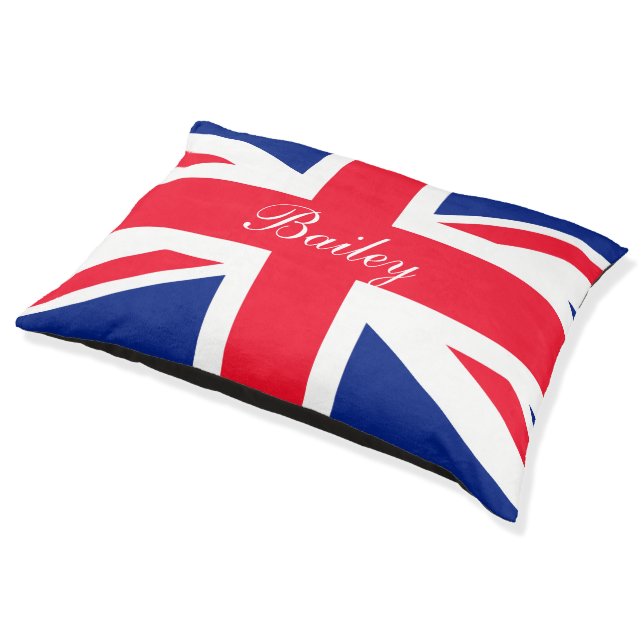 United Kingdom UK Union Jack Personalized Flag Pet Bed (Angled)