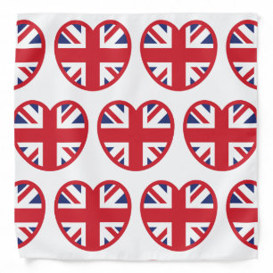 United Kingdom Union Jack Flag Heart Bandana