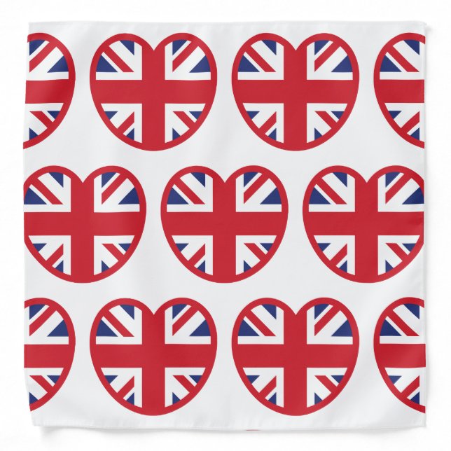 United Kingdom Union Jack Flag Heart Bandana (Front)