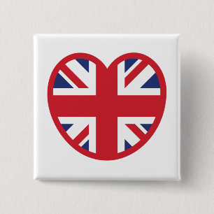 United Kingdom Union Jack Flag Heart Button