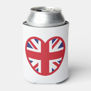 United Kingdom Union Jack Flag Heart Can Cooler