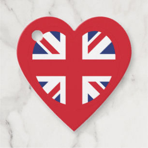 United Kingdom Union Jack Flag Heart Favor Tags