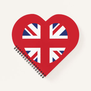 United Kingdom Union Jack Flag Heart Notebook