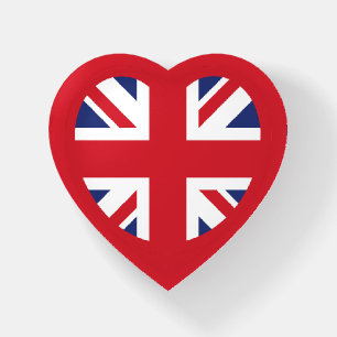 United Kingdom Union Jack Flag Heart Paperweight