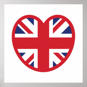 United Kingdom Union Jack Flag Heart Poster