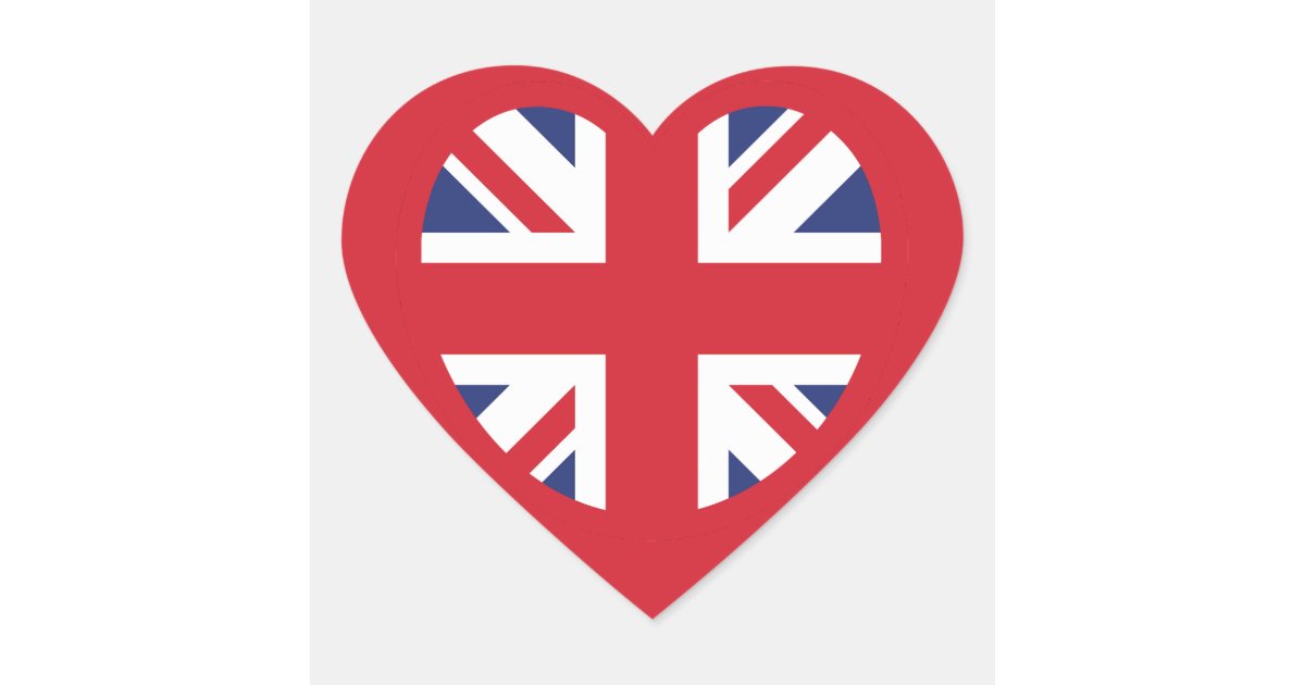 United Kingdom Union Jack Flag Heart Sticker | Zazzle
