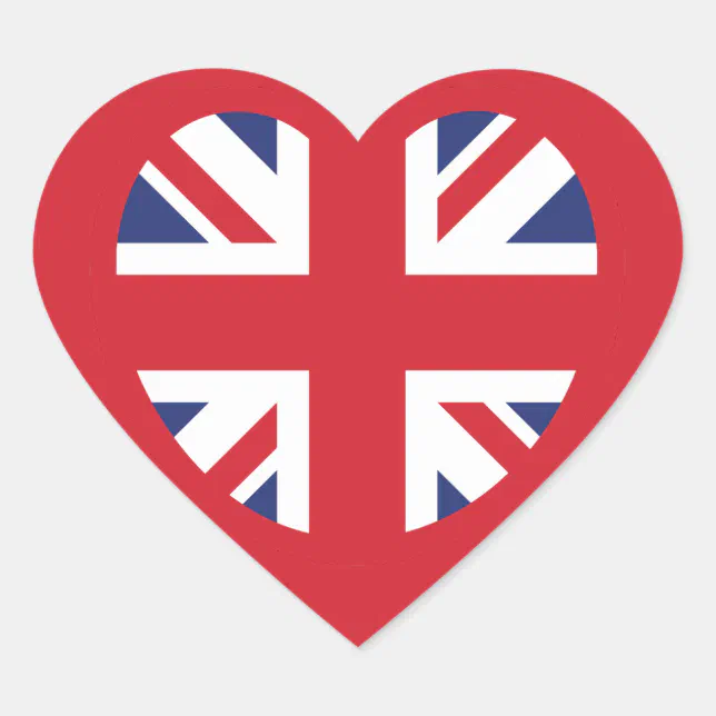 United Kingdom Union Jack Flag Heart Sticker | Zazzle
