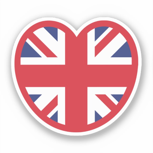 United Kingdom Union Jack Flag Heart Sticker (Front)