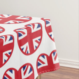 United Kingdom Union Jack Flag Heart Tablecloth