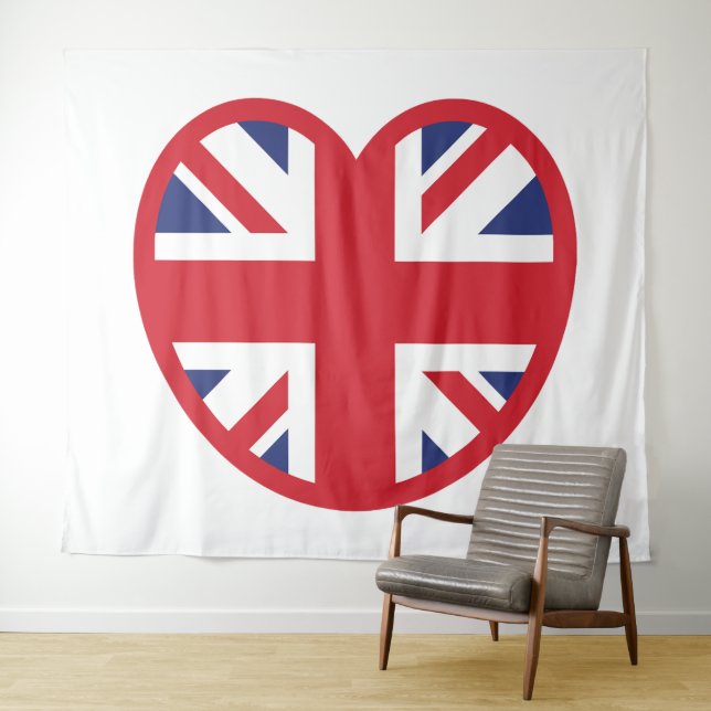 United Kingdom Union Jack Flag Heart Tapestry (In Situ (Horizontal))