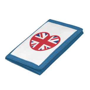 United Kingdom Union Jack Flag Heart Tri-fold Wallet