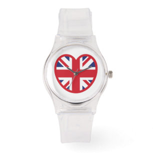 United Kingdom Union Jack Flag Heart Watch