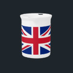 United Kingdom Union Jack Flag of British Colonies Beverage Pitcher<br><div class="desc">The Union Jack, a tapestry woven with threads of history, flutters proudly, a symbol of a nation forged in unity. Its story begins in 1606, when King James VI of Scotland ascended to the English throne as King James I. To commemorate the union of these two kingdoms, he commissioned a...</div>