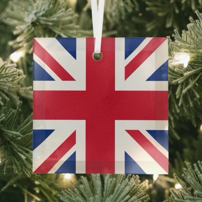 United Kingdom Union Jack Flag of British Colonies Glass Ornament (Insitu)