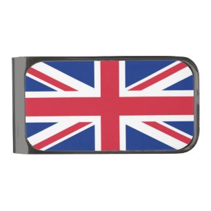 United Kingdom Union Jack Flag of British Colonies Gunmetal Finish Money Clip