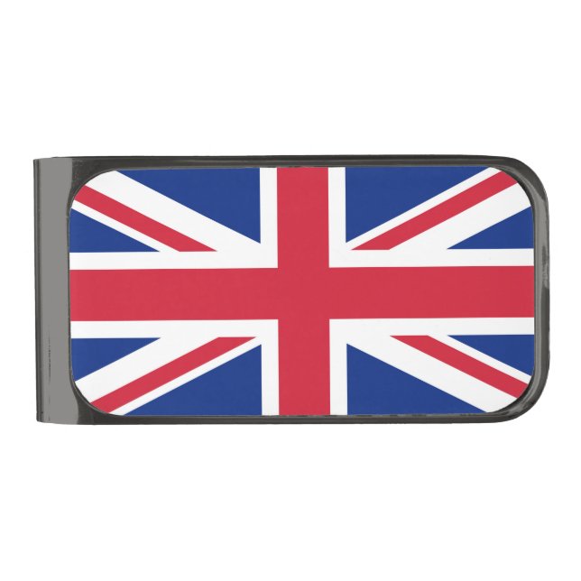 United Kingdom Union Jack Flag of British Colonies Gunmetal Finish Money Clip (Front)