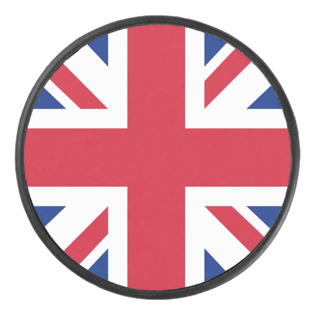 United Kingdom Union Jack Flag of British Colonies Hockey Puck (Front)