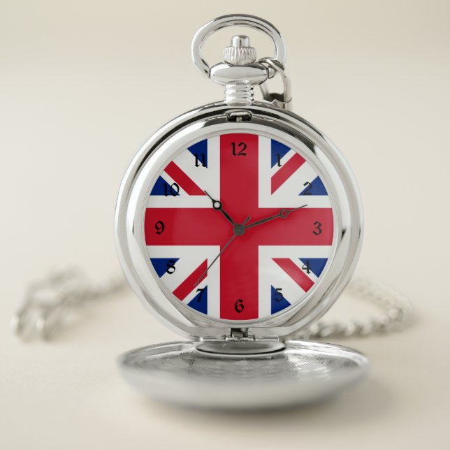 United Kingdom Union Jack Flag of British Colonies Pocket Watch (Inside)