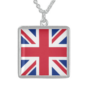 United Kingdom Union Jack Flag of British Colonies Sterling Silver Necklace