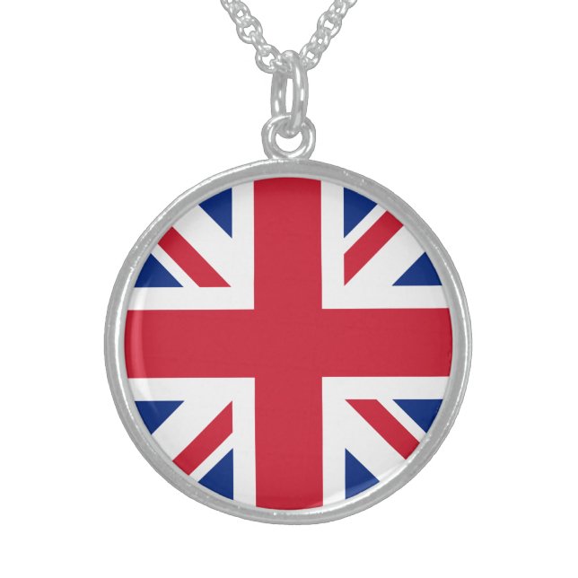 United Kingdom Union Jack Flag of British Colonies Sterling Silver Necklace (Front)