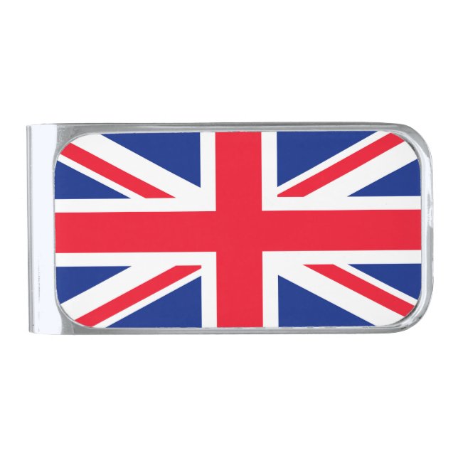 United Kingdom Union Jack Flag Silver Finish Money Clip (Front)