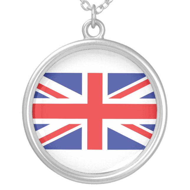 United Kingdom /Union Jack Flag Silver Plated Necklace (Front)