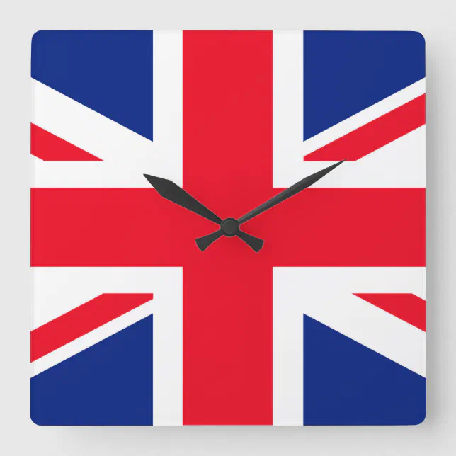 United Kingdom Union Jack Flag Square Wall Clock | Zazzle