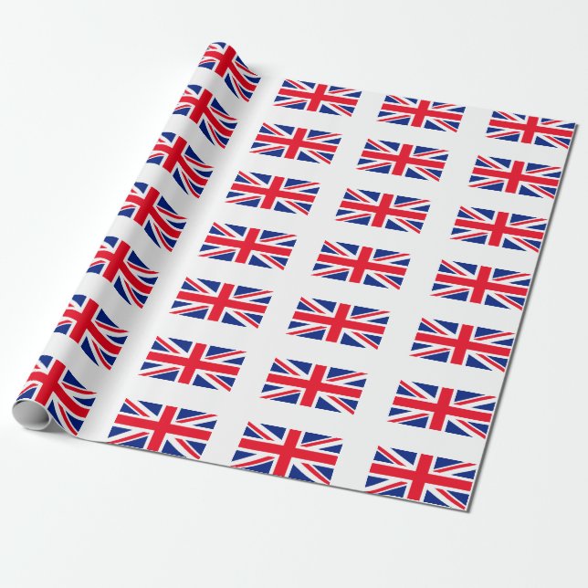 United Kingdom Union Jack Flag Wrapping Paper (Unrolled)