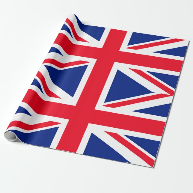 United Kingdom Union Jack Flag Wrapping Paper (Unrolled)