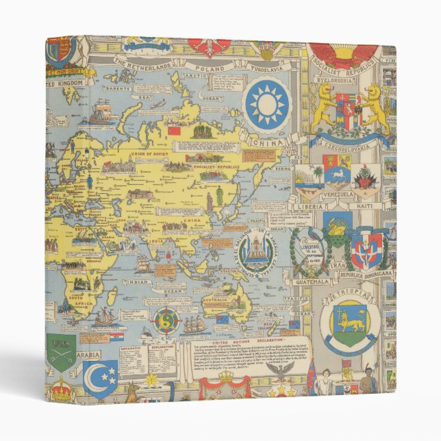 United Nations Map of the World 3 Ring Binder (Front/Spine)