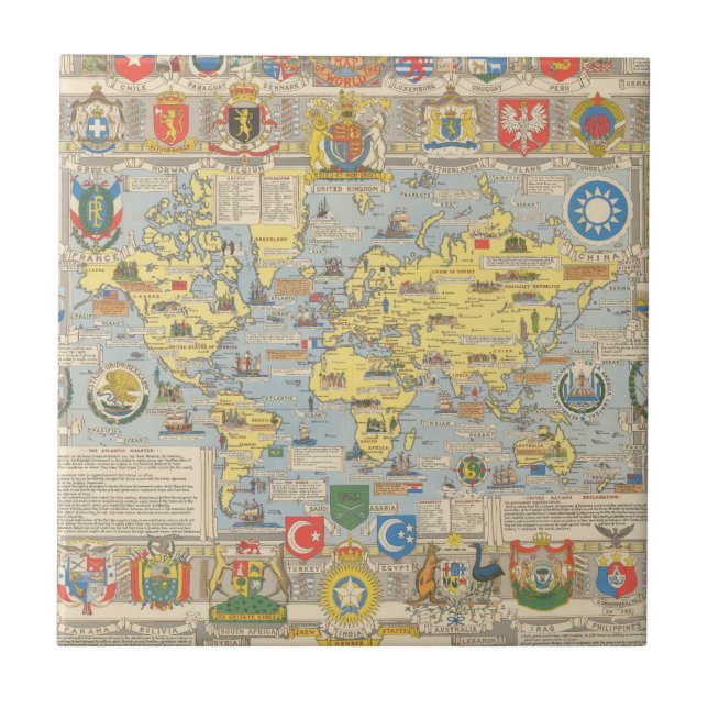 United Nations Map of the World Ceramic Tile (Front)
