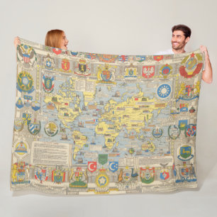 United Nations Map of the World Fleece Blanket