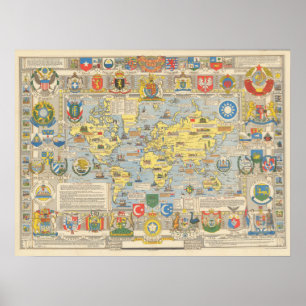 United Nations Map of the World Poster