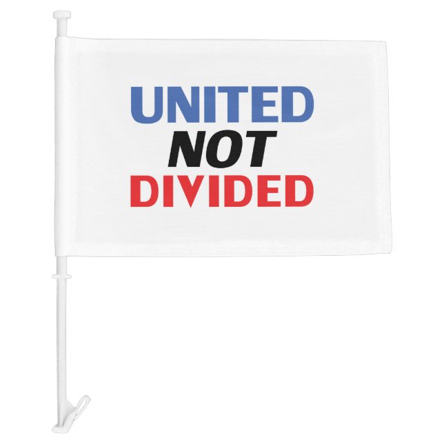 "United not Divided" Blue Red White Car Flag (Front)
