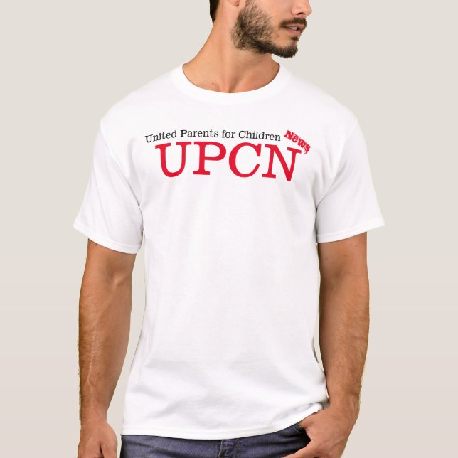 United Parents For Children News Male Wht T-Shirt (Front)