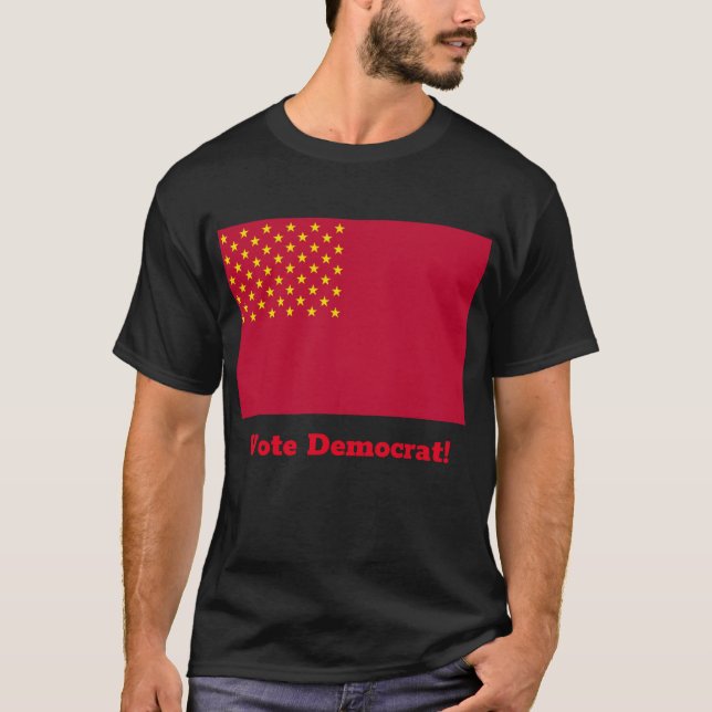 United Socialist States of America Flag, Vote Dem! T-Shirt (Front)