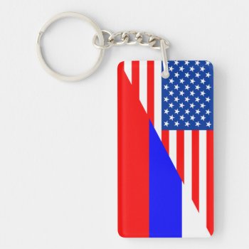 United State America Russia Half Flag Usa Country Keychain by tony4urban at Zazzle