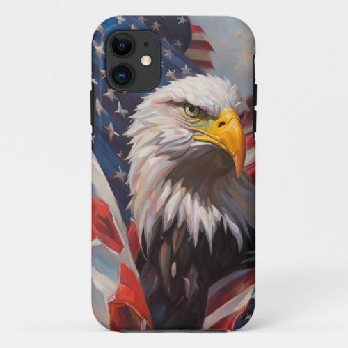 United State Flag and Bald Eagle  iPhone 11 Case